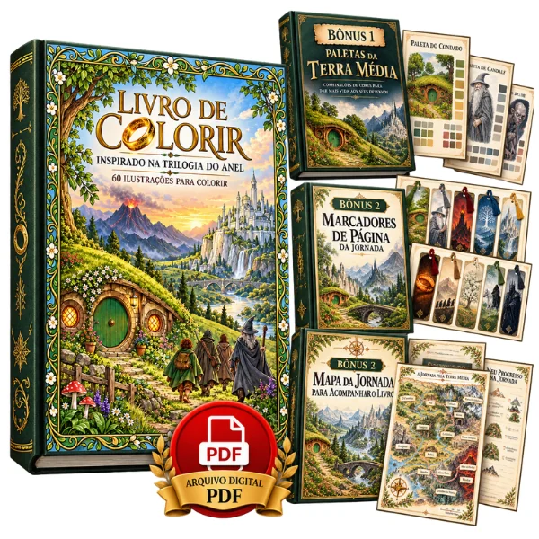 Livro de colorir com os três bônus em PDF